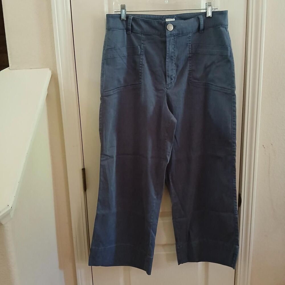 Joie Gray Wide Leg Trousers Pants Patch Pockets 12 Old Money Capsule Wardrobe
